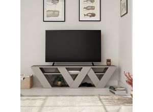 8680812196218 - Decortie Ralla Moderner TV-Ständer Multimedia-Center TV-Möbel Mokka Grau Mit Einlegeböden 158cm - Mocha Grey - Moka Grau