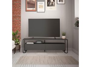 8680812196270 - Decortie - Cornea Modernes TV-Möbel Anthrazitgrau mit Schrank 150cm - Anthracite Grey
