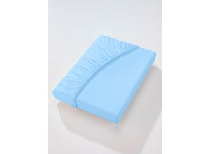 8680876460478 - Betttuch WÄSCHEPUR Laken Gr B L 90-100 cm x 190-220 cm 1 St Jersey 27 cm blau (hellblau)