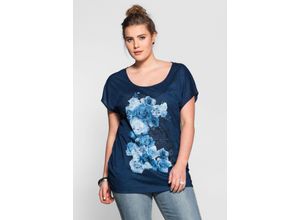 8681161650116 - Große Größen T-Shirt im Materialmix marine Gr56 58