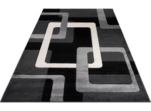 8681604001505 - Teppich MY HOME Maxim Teppiche Gr B L 160 cm x 230 cm 13 mm 1 St schwarz Esszimmerteppiche Hoch-Tief-Effekt Kurzflor 3D-Design