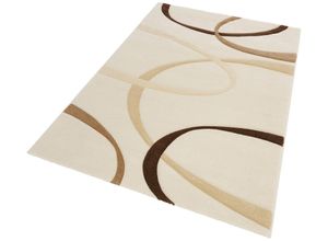 8681604006210 - Teppich MY HOME Bilbao Teppiche Gr B L 120 cm x 180 cm 13 mm 1 St beige Esszimmerteppiche handgearbeiteter Konturenschnitt flacher Teppich rund Kurzflor