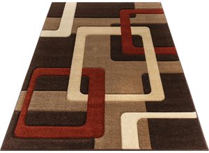 8681604007231 - Teppich MY HOME Maxim Teppiche Gr B L 120 cm x 170 cm 13 mm 1 St braun (kastanie braun) Esszimmerteppiche Hoch-Tief-Effekt Kurzflor 3D-Design