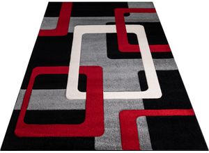 8681604018411 - Teppich MY HOME Maxim Teppiche Gr B L 280 cm x 390 cm 13 mm 1 St rot (rot grau) Esszimmerteppiche Hoch-Tief-Effekt Kurzflor 3D-Design