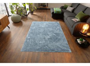 8681604033773 - Hochflor-Teppich ANDAS Menka Teppiche Gr B L 280 cm x 390 cm 30 mm 1 St blau (blue) Esszimmerteppiche Shaggy-Teppich Uni-Farben besonders weich und kuschelig