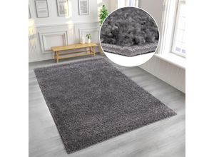 8681604046520 - Hochflor-Teppich HOME AFFAIRE Viva Teppiche Gr B L 160 cm x 230 cm 45 mm 1 St grau (stone) Esszimmerteppiche Uni Farben einfarbig besonders weich und kuschelig