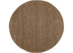 8681604047145 - Teppich HOME AFFAIRE Shaggy 30 Teppiche Gr Ø 190 cm 30 mm 1 St braun Esszimmerteppiche Teppich in Uni-Farben besonders weich und kuschelig