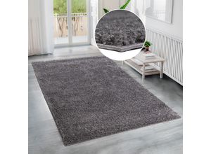 8681604047664 - Hochflor-Teppich BRUNO BANANI Shaggy Soft Teppiche Gr B L 160 cm x 230 cm 30 mm 1 St grau (stone) Esszimmerteppiche gewebt Uni Farben besonders weich und kuschelig