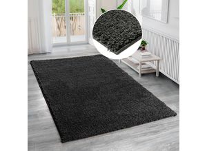 8681604051074 - Hochflor-Teppich BRUNO BANANI Shaggy Soft Teppiche Gr B L 160 cm x 230 cm 30 mm 1 St grau (dunkelgrau) Esszimmerteppiche gewebt Uni Farben besonders weich und kuschelig