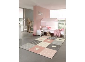 8681840154478 - Kinderteppich Pastel Kids 20339 Teppiche Gr B L 160 cm x 230 cm 13 mm 1 St grau (grau rosa) Kinder Kinderzimmerteppiche handgearbeiteter Konturenschnitt