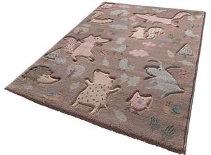 8681840169427 - Kinderteppich SIGIKID Forest Teppiche Gr B L 120 cm x 170 cm 13 mm 1 St rosa (rosa taupe) Kinder Kinderzimmerteppiche Wald Tiere Design Kurzflor