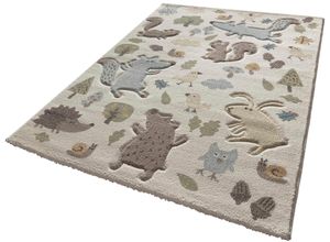 8681840169472 - Kinderteppich SIGIKID Forest Teppiche Gr B L 133 cm x 200 cm 13 mm 1 St beige (beige blau) Kinder Kinderzimmerteppiche Wald Tiere Design Kurzflor