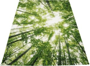 8681840322648 - Teppich BELIS BÄUME Teppiche Gr B L 160 cm x 230 cm 13 mm 1 St grün Esszimmerteppiche Kurzflorteppich Natur Wald Motiv für alle Räume