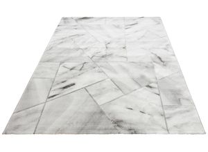 8681840830846 - Teppich Lerina Teppiche Gr B L 120 cm x 170 cm 12 mm 1 St grau Esszimmerteppiche Marmor-Design geometrisches Muster Hoch-Tief-Effekt Kurzflor