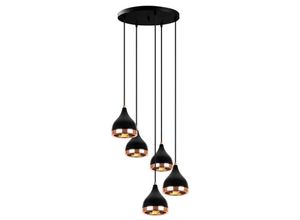 8681875877144 - Hängeleuchte höhenverstellbar - Metall - 5 Schirme - 43 x 45 135 cm - Schwarz & Kupferfarben - yildo