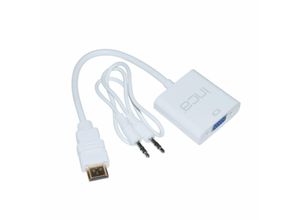 8681949010347 - HDMI-auf-VGA-Adapter mit inkludiertem Audiokabel – Optimieren Sie die Konnektivität für ein beeindruckendes Audio- und Videoerlebnis Weiß - Inca