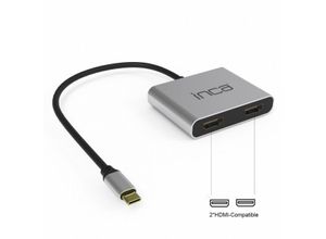 8681949014246 - INCA Typ-C-Hub X4 Dual HDMI 4K@30 Hz+ USB-C Adapter Silber