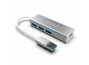 8681949014253 - INCA USB-Hub X4 USB 30 + Ethernet RJ45 USB-Multiport USB-Adapter Silber