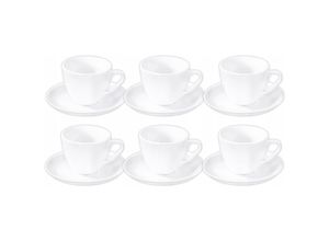 8682455438083 - Wilmax Tassenset 6er – 300 ml Kaffeetassen mit Untertassen – Porzellan Weiß