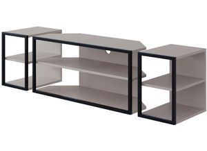 8683628020739 - TV-Schrank DECORTIE Echo TV Schrank braun (mokka hell) B160cm H45cm T42cm Spanplatte Schränke Einfache MontagePlatzsparend