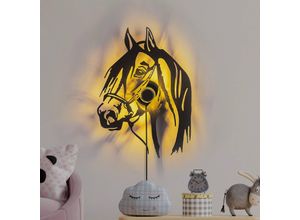 8683743676309 - Wandleuchte Horse schwarz Metall 57 x 41 cm Steckerkabel