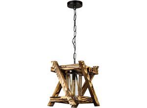 8684279010940 - Squid Lighting - Woody Pendelleuchte Braun Massivholz E27 IP20 25x25x90cm