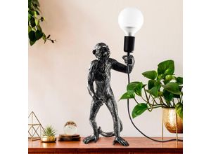 8684282419396 - Tischlampe Singe schwarz Polyester Höhe 46 cm Affenfigur