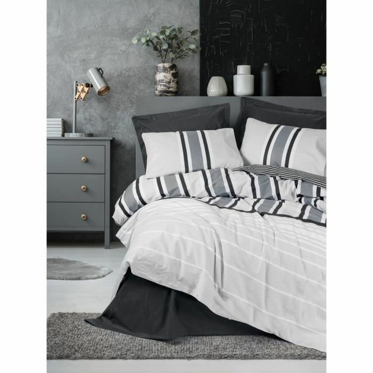 8684283035953 - Duvet cover set White Grey 220 x 240 cm