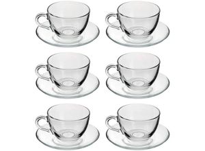 8693357013278 - Dajar 6er Set Teegläser-Set Kaffee Basic Cup 12-Teilig mit Unterteller transparent - Pasabahce