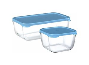 8693357505933 - Snow Box Aufbewahrungsset Blau Deckel 3 Stück - 1200ml + 275cc + 275cc - Pasabahce