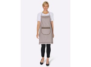 8693458075717 - Kochschürze CLASSIC BASICS braun (taupe gestreift) Damen Schürzen Topflappen Topfhandschuhe Küchenschürzen