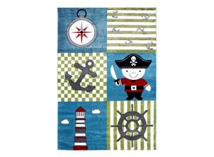 8694257069150 - Kinderteppich AYYILDIZ TEPPICHE Kids 450 Teppiche Gr B L 120 cm x 170 cm 12 mm 1 St blau Kinder Kinderzimmerteppiche Piraten und Seeräuber Motiv