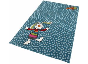 8697627140084 - Kinderteppich SIGIKID Rainbow Rabbit Teppiche Gr B L 120 cm x 170 cm 13 mm 1 St blau Kinder Kinderzimmerteppiche