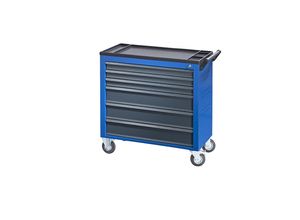 8697653678469 - eurokraft pro Werkstattwagen JUMBO mit 6 durchgehenden Schubladen HxBxT 935 x 900 x 460 mm enzianblau