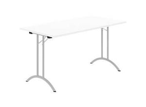 8697837516488 - Select Klapptisch Rechteck Doppel-T-Fußgestell Spezial-Klappbeschlag & Bodenausgleich B 1400 x T 700 x H 720 mm weiß alusilber