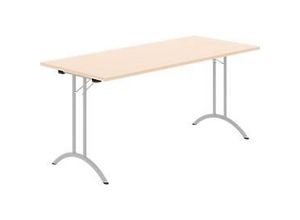 8697837516495 - Select Klapptisch Rechteck Doppel-T-Fußgestell Spezial-Klappbeschlag & Bodenausgleich B 1600 x T 700 x H 720 mm Ahorn-Dekor alusilber