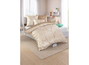 8698016028846 - Bettwäsche WÄSCHEPUR WITT-PBK-Bettwäsche-temporär Gr B L 155 cm x 200 cm 2 tlg Feinbiber B L 80 cm x 80 cm beige (beige schoko bedruckt) Biber-Bettwäsche