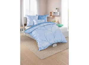 8698016029416 - Bettwäsche WÄSCHEPUR WITT-PBK-Bettwäsche-temporär Gr B L 155 cm x 220 cm 2 tlg Feinbiber B L 80 cm x 80 cm blau (mittelblau bedruckt) Biber-Bettwäsche