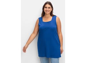 8698735154604 - Große Größen Top in A-Linie mit Karree-Ausschnitt und Taschen royalblau Gr40