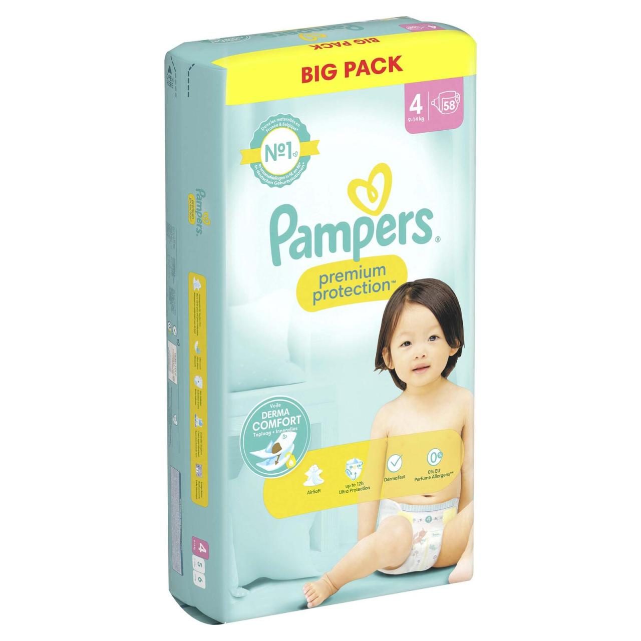 8700216207386 - Windeln premium protection? BIG PACK Größe Gr4 (9-14 kg) für Babys und Kleinkinder (4-18 Monate) 8700216207386  58 Stück