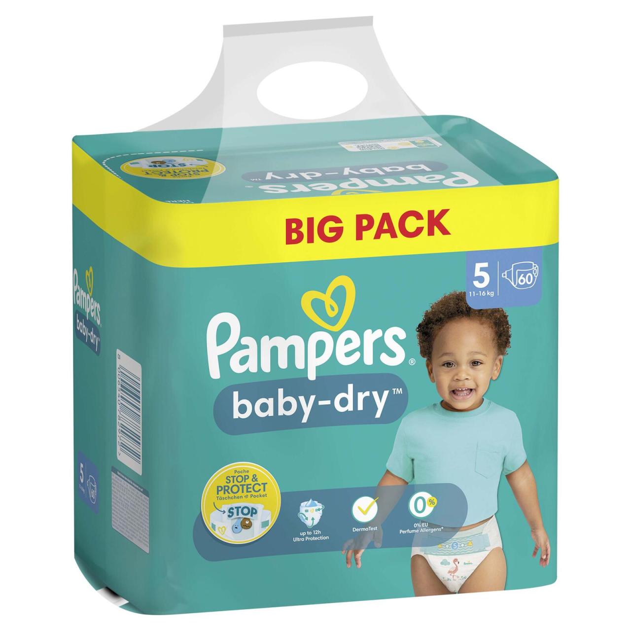 8700216263627 - Windeln baby-dry? BIG PACK  Größe Gr5 (11-16 kg) für Babys und Kleinkinder (4-18 Monate) 8700216263627  60 Stück