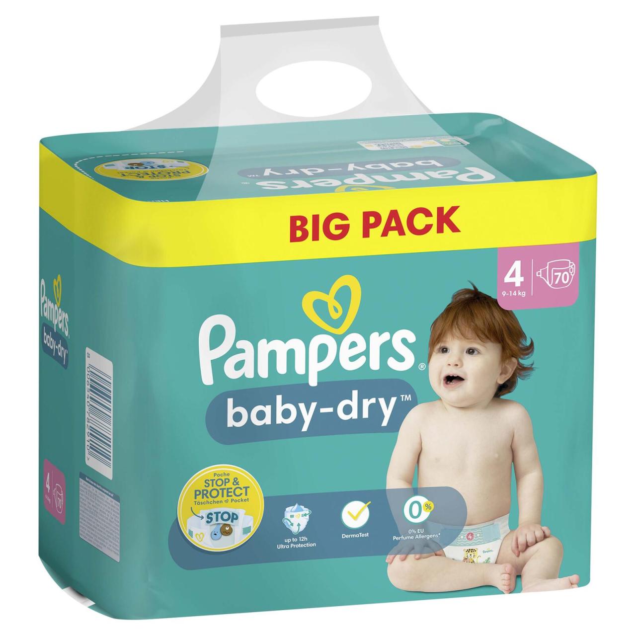 8700216334860 - Windeln baby-dry? BIG PACK  Größe Gr4 (9-14 kg) für Babys und Kleinkinder (4-18 Monate) 8700216334860  70 Stück