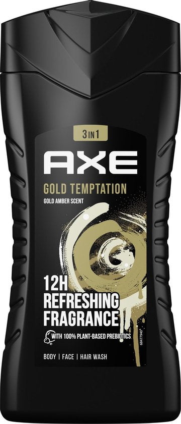 8710447276617 - AXE Duschgel für Männer Erfrischende und feuchtigkeitsspendende Pflegedusche in aufregenden Düften 250 ml - Flasche Gold Temptation Spicy Kick
