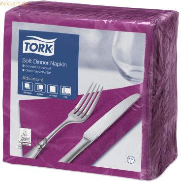 8710499482967 - Dinnerservietten Advanced 39x39cm 1 4 Falz 3-lagig violett VE=100