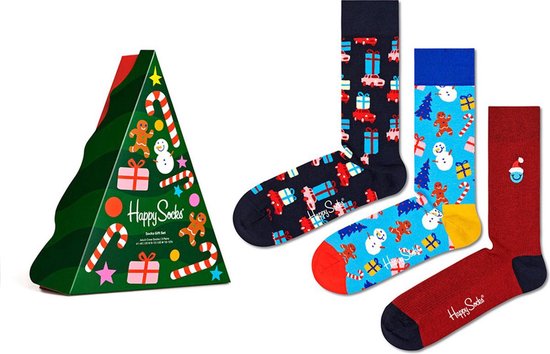 8710735816891 - - Unisex Socken Lebkuchen 3er-Pack Geschenkbox - Multi - Größe 36-40 - Weihnachtssocken - Schneemann - Schneeflocke - Weihnachtsbaum - Rentier - Saurer Stock - Schneeball