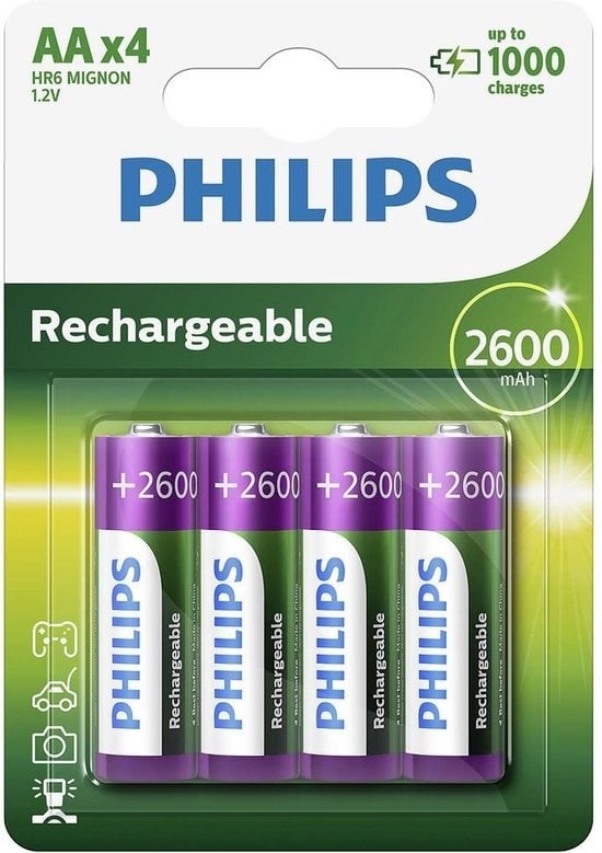 8710895959520 - Packung mit 4 aa philips r6b4b260 10  12v  wiederaufladbare Batterien