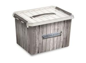 8711112002517 - Aufbewahrungsbox Q-Line 22 l mit Deckel Kunststoffbox Stapelbox Lagerbox - Sunware