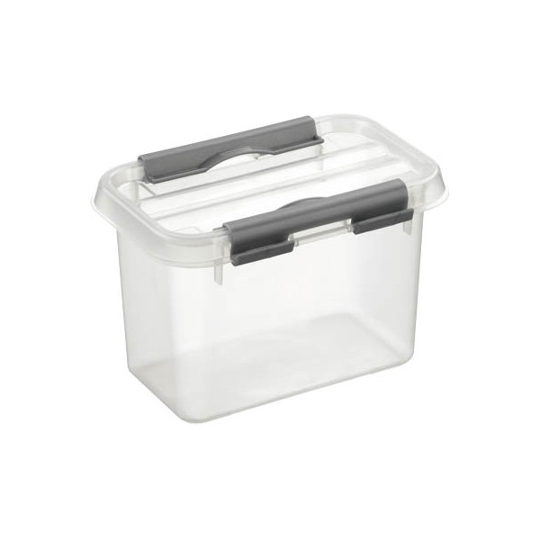 8711112725003 - helit the q-line Aufbewahrungsbox mit Deckel transparent Lebensmittelechte stapelbare Kunststoffbox mit Klickverschluss 1 Box 08 Liter