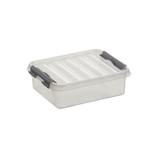 8711112779006 - helit the q-line Aufbewahrungsbox mit Deckel transparent Lebensmittelechte stapelbare Kunststoffbox mit Klickverschluss 1 Box 1 Liter