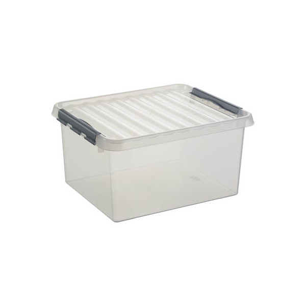 8711112785007 - helit the q-line Aufbewahrungsbox mit Deckel transparent Lebensmittelechte stapelbare Kunststoffbox mit Klickverschluss 1 Box 36 Liter